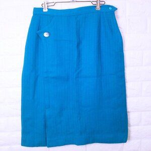 Vintage 60s Wiggle Pencil Skirt Lady-L(12) Union Wool Asymmetrical Kick Pleat